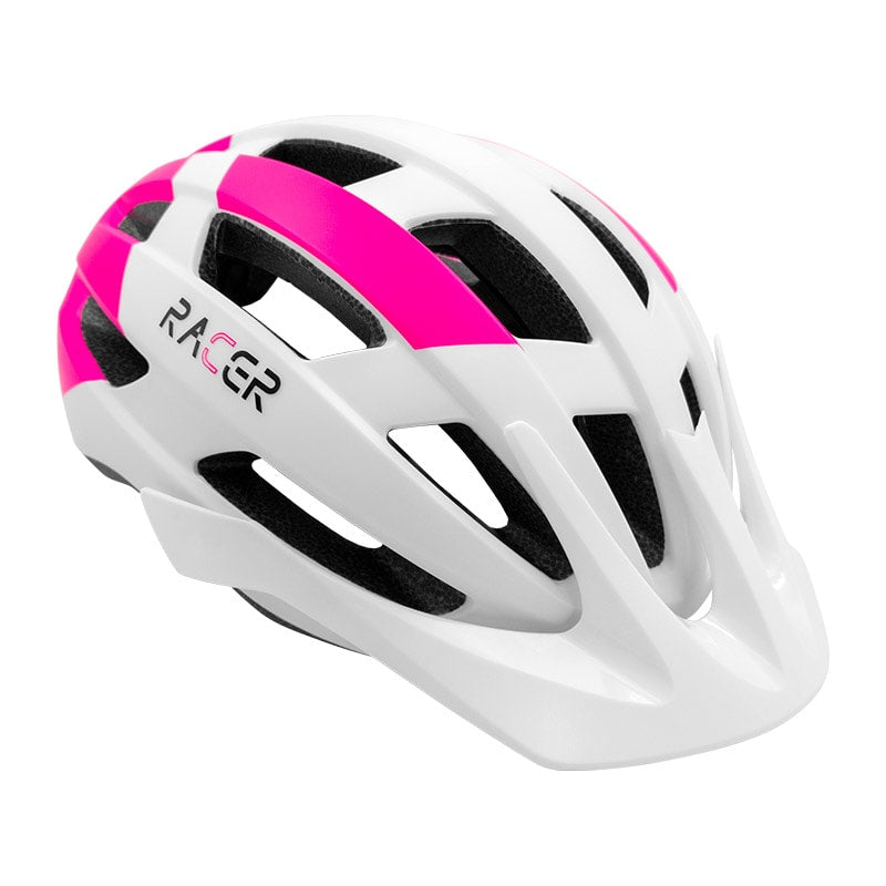 Kask RACER Biały/Fuksja - Rozmiary M/L