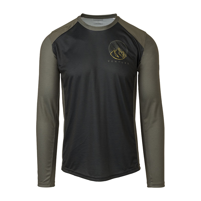 Koszulka MTB VENTURE Czarna/Army Green - Długie Rękawy