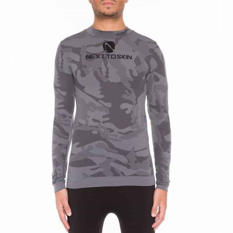 T-shirt z długim rękawem Camu Grey obok skóry, Camu Grey