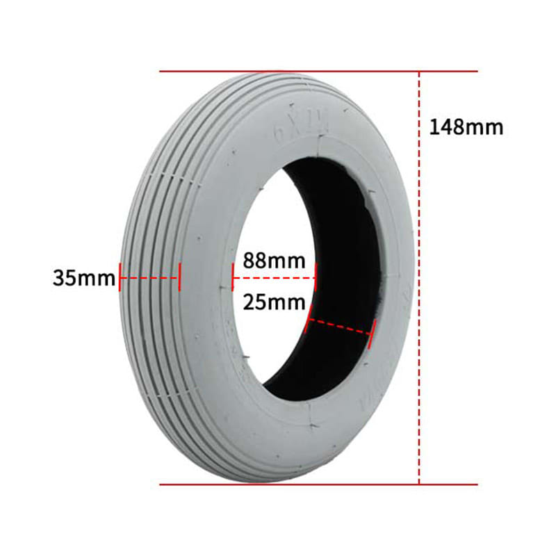 6x1 1/4 WHEELCHAIR H-406 Tube Type Gray Basic Tire