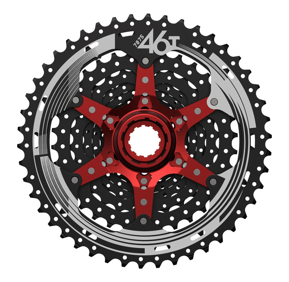 MTB 10-Speed Cassette 11/46 Teeth Black/Red - SHIMANO Freehub Body