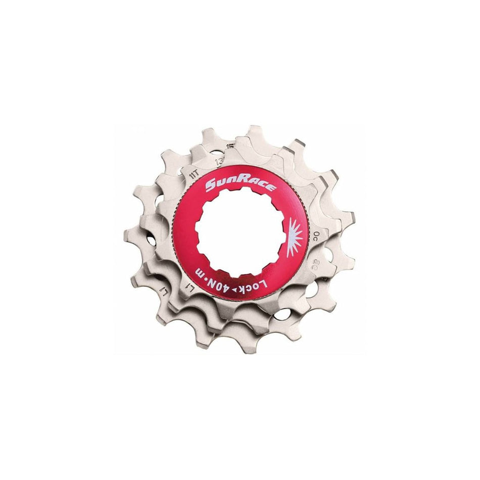 Pierścień blokujący czerwony + zębatki 12V z aluminium srebrnego - bębenek SHIMANO HG