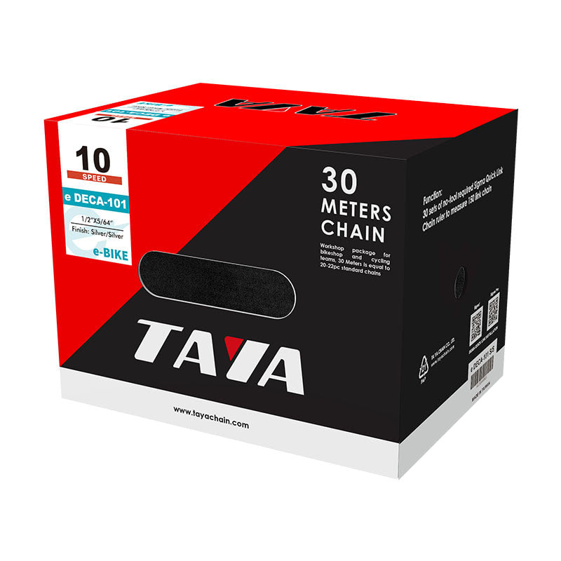 10-Speed E-Bike Silver Rustproof Chain 30m Roll (30 Sets of Master Links)