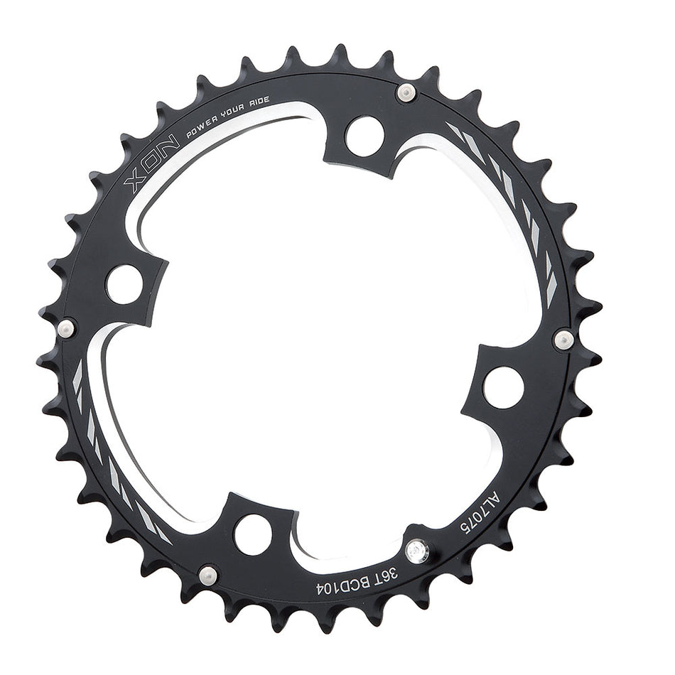 Outer Chainring 36 Teeth - BCD 104mm Black