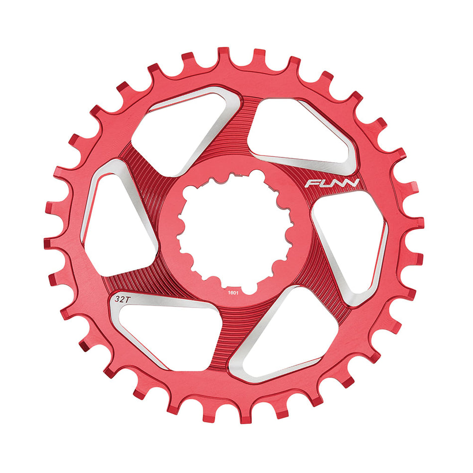 SOLO DX Chainring 9/12V 34 Teeth in 7075 CNC Aluminum Red - Offset 6mm