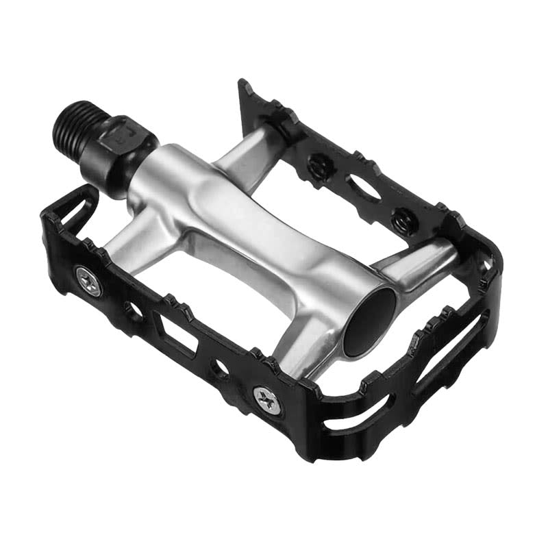 MTB Pedals in Black/Silver Aluminum - Axle on Ball Bearings (OEM) 98x61x24mm