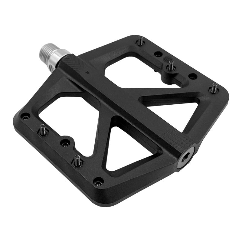 FLAT Pedals in Black Thermoplastic - CR-Mo Axle on Bearings 100x100x10mm