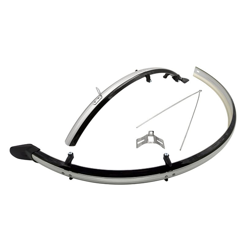 28" x 45mm Polycarbonate Fender Black/Silver (Pair)
