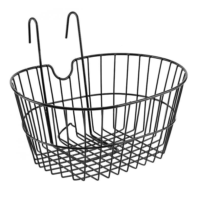 Oval Front Basket 30.5x19x40cm in Wide Mesh Steel Black
