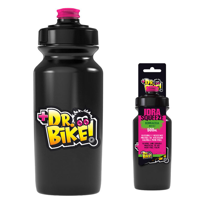 Bidon Dr.BIKE 500ml czarny z korkiem ULTRA fuksja