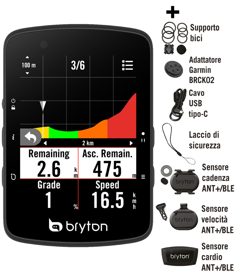 Bryton Rider 650T z zestawem podwójnych czujników i pulsometrem