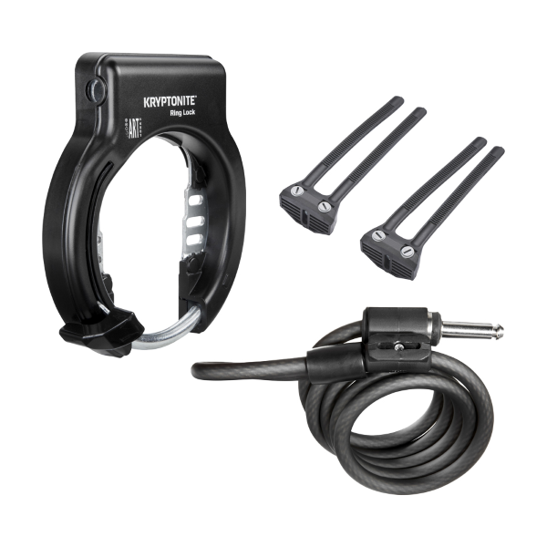 Kryptonite - Zamek ramowy do ramy RING LOCK (montaż z opaskami flexible mount) z linką spiralną Plug-In 10 mm