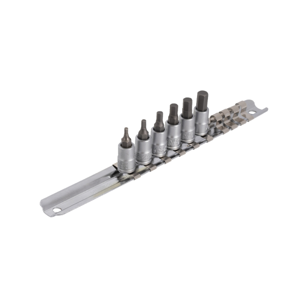 Unior - Hex bit set 187HHXP6 with 1/4 socket on rail - 2-7 mm